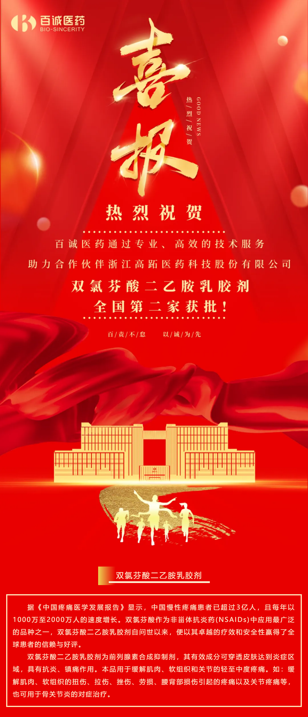 喜報！百誠醫(yī)藥助力合作伙伴雙氯芬酸二乙胺乳膠劑全國第二家獲批！.png